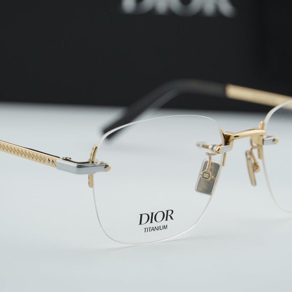 Dior CD DIAMONDO S5U B300 Rimless Rectangle Eyeglasses 52mm - Gold - Picture 8 of 11